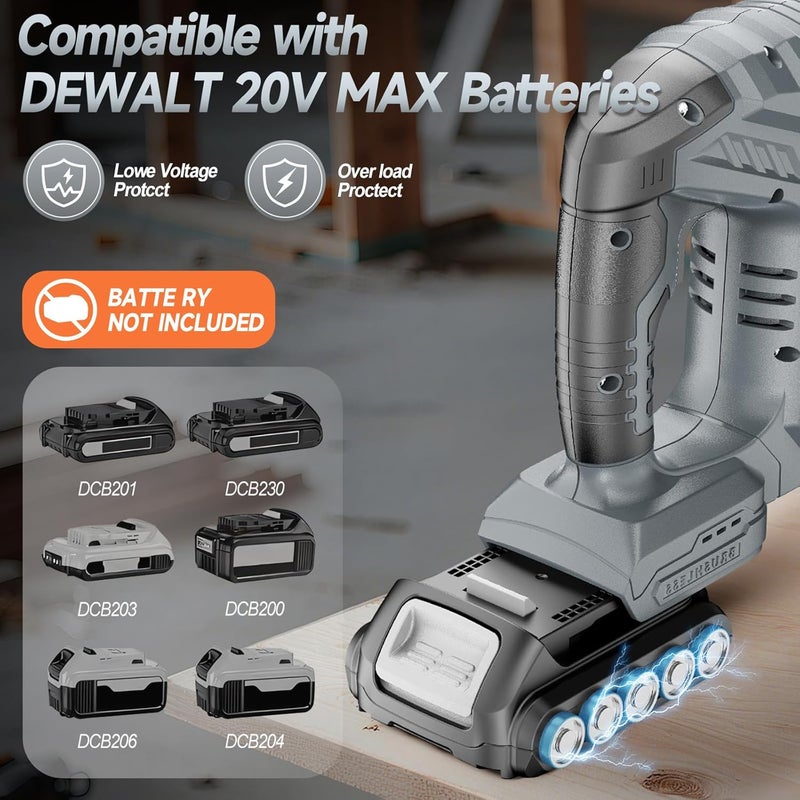 Fledukten Cordless Jigsaw Compatible with DeWalt 20V Battery, Brushless Motor, 7-Speed Variable Control, 3200 RPM, 800W Power, 0–45° Bevel, LED Light, 6 Blades Included (Tool Only) - Image 3